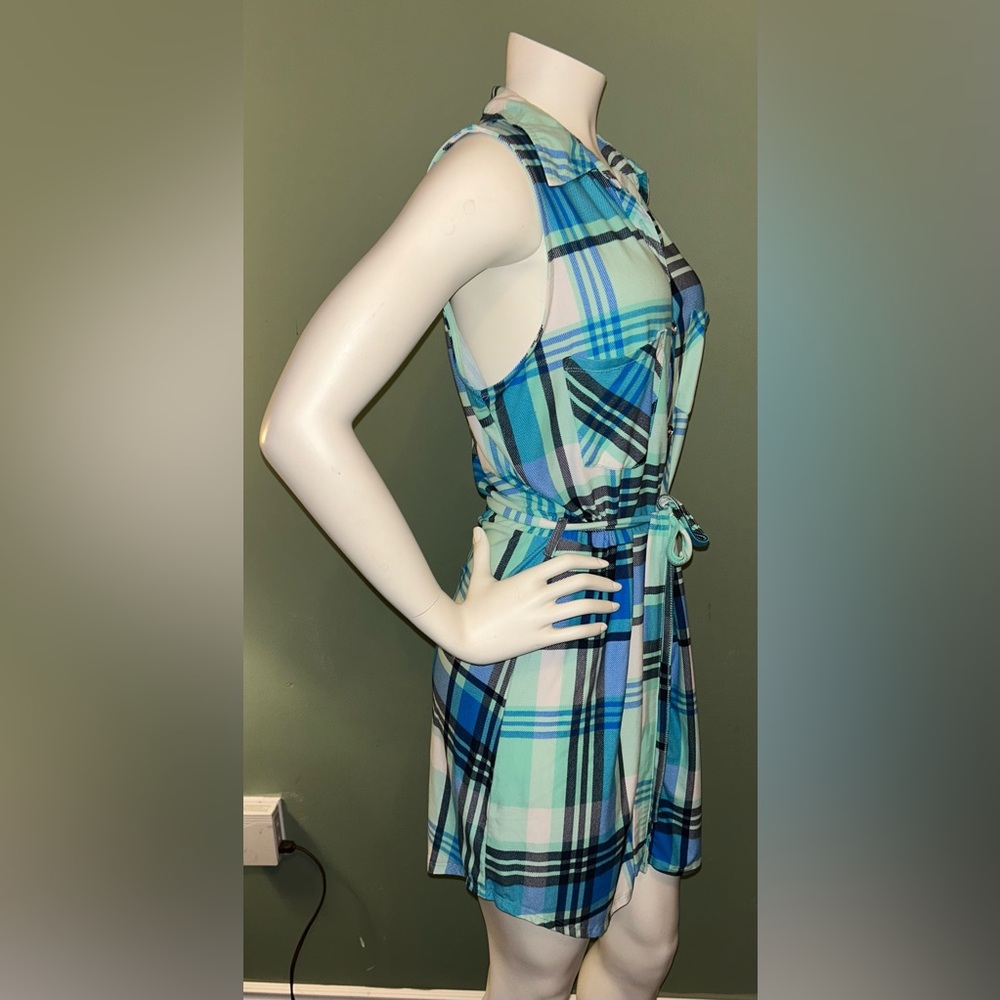 Ardene Blue and Green Plaid Dress - Picture 2 of 4